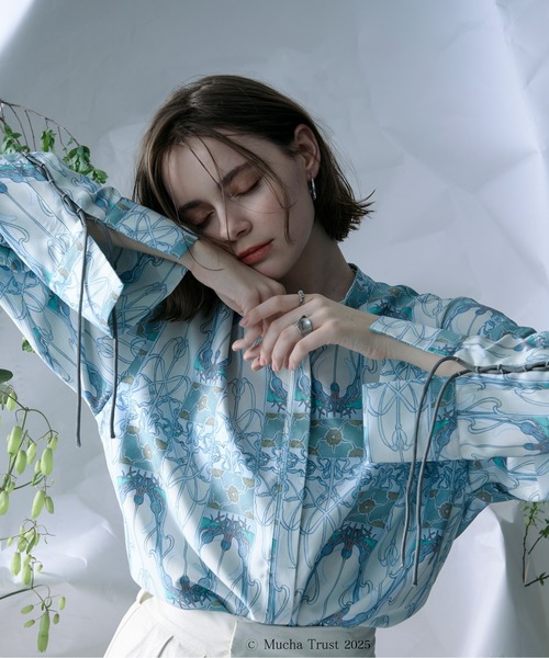 ブラウス シャツ 「Ezick×MUCHA」ノーカラーシャツ レディース Ezick ブラウス シャツ 「Ezick×MUCHA」ノーカラーシャツ