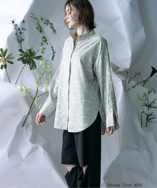 graphpaper ノーカラーブラウス Ezick ブラウス シャツ 「Ezick×MUCHA」ノーカラーシャツ レディース