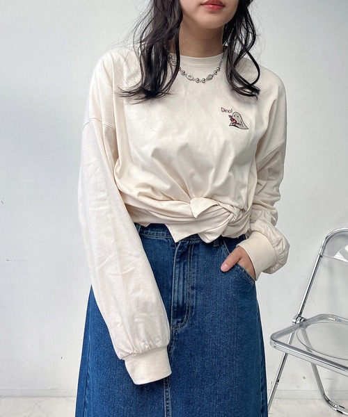 AS KNOW AS（アズノゥアズ） tシャツ ○おばけプリントと刺繍ロンT