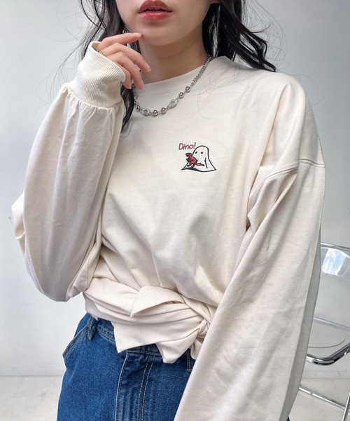 AS KNOW AS（アズノゥアズ） tシャツ ○おばけプリントと刺繍ロンT