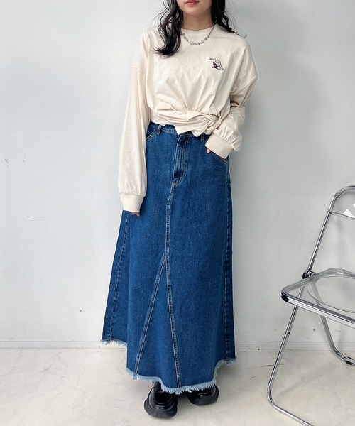 AS KNOW AS（アズノゥアズ） tシャツ ○おばけプリントと刺繍ロンT