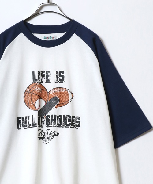 ANPAS（アンパス） tシャツ Graphic Print Raglan Sleeve＆Ringer Tee