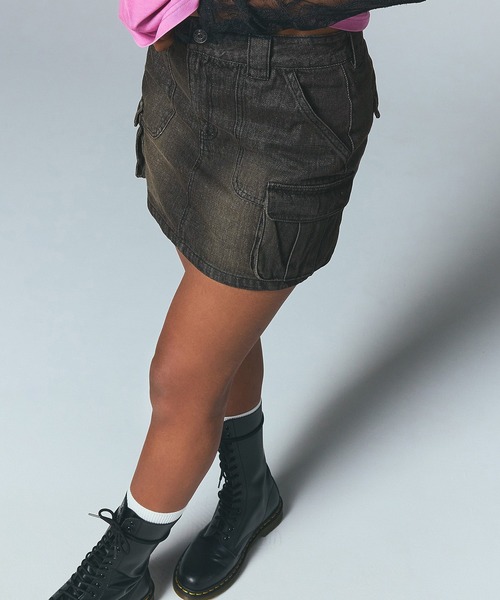 X-girl（エックスガール） デニムスカート CARGO POCKET DENIM MINI