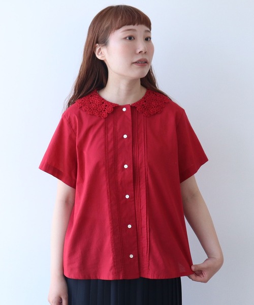 ブラウス シャツ おはな刺繍 ブラウス レディース