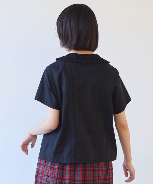 bulle de savon ボタニカル 刺繍 半袖ブラウス bulle de savon ブラウス シャツ おはな刺繍 レディース
