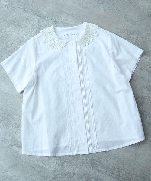 bulle de savon ボタニカル 刺繍 半袖ブラウス bulle de savon ブラウス シャツ おはな刺繍 レディース