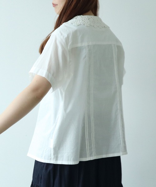 bulle de savon ボタニカル 刺繍 半袖ブラウス bulle de savon ブラウス シャツ おはな刺繍 レディース