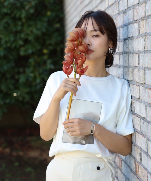 tシャツ 「made in Japan」「cotton silk」flower photo print ENC T-shirt / 「日本製」「コット ENC tシャツ 「made in Japan」「cotton silk」flower photo