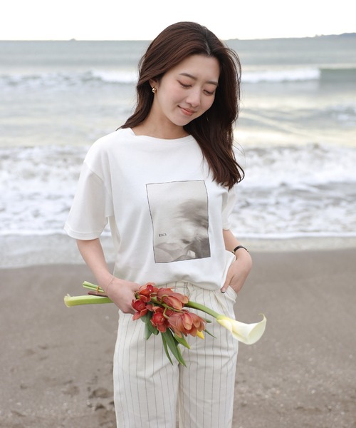 tシャツ 「made in Japan」「cotton silk」flower photo print ENC T-shirt / 「日本製」「コット ENC tシャツ 「made in Japan」「cotton silk」flower photo