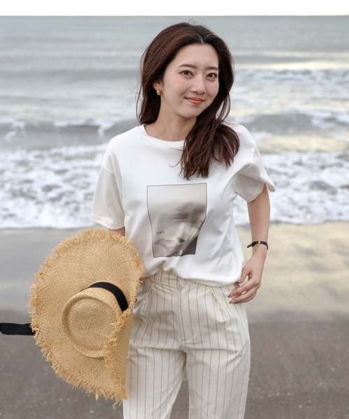 tシャツ 「made in Japan」「cotton silk」flower photo print ENC T-shirt / 「日本製」「コット ENC tシャツ 「made in Japan」「cotton silk」flower photo