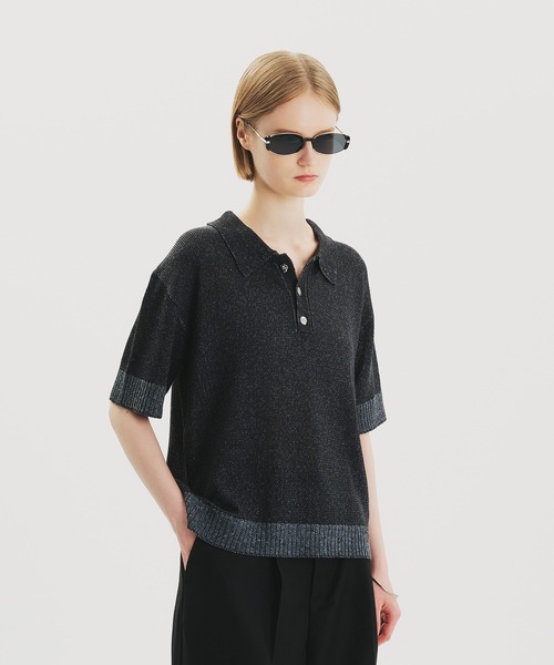 luudan knit polo ルーダン　ニットポロシャツ Net Knit Polo in Black – SVRN