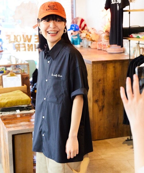 【しばいぬ様】L I'm hungryビッグシルエットオープンカラーシャツ イカクパワー｜ビッグシルエットオープンカラーシャツ｜ユニ