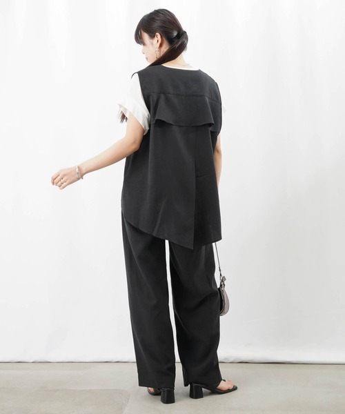 LADY LUCK LUCA パンツ LC/LLL リネン混2タックパンツ