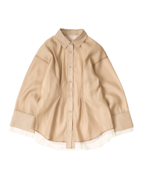 ブラウス シャツ sheer layered waist tuck shirt / シアーレイヤードウエストタックシャツ レディース