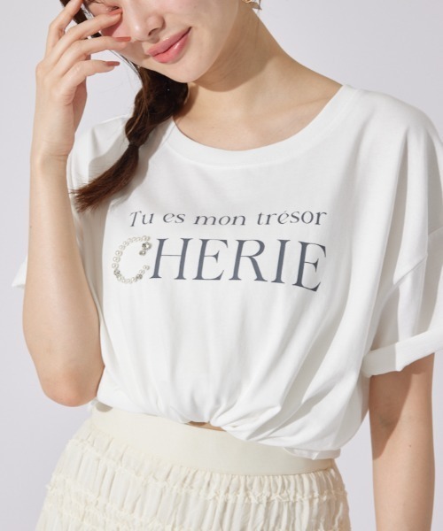 tシャツ パールロゴビッグTシャツ 半袖 夏服 レディース