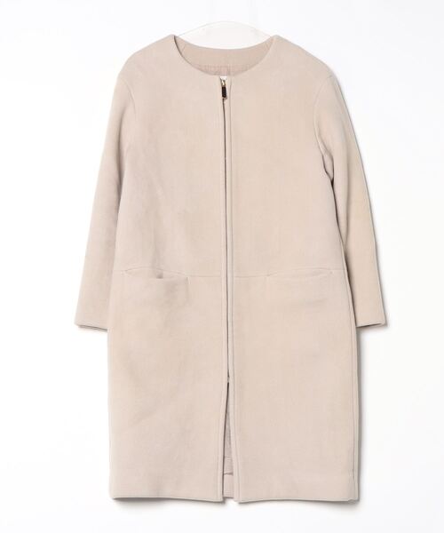 NOBLE（ノーブル） ノーカラーコート 34 ベージュ レディース
