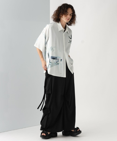 【HARE】新品未使用☆アートプリント クロップドシャツ 長袖 HARE（ハレ） シャツ デジタルアートプリントシャツ(HARE) メンズ