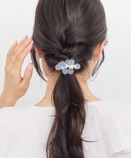 Heartdance ヘアクリップ すりガラスフラワーフッフポニー