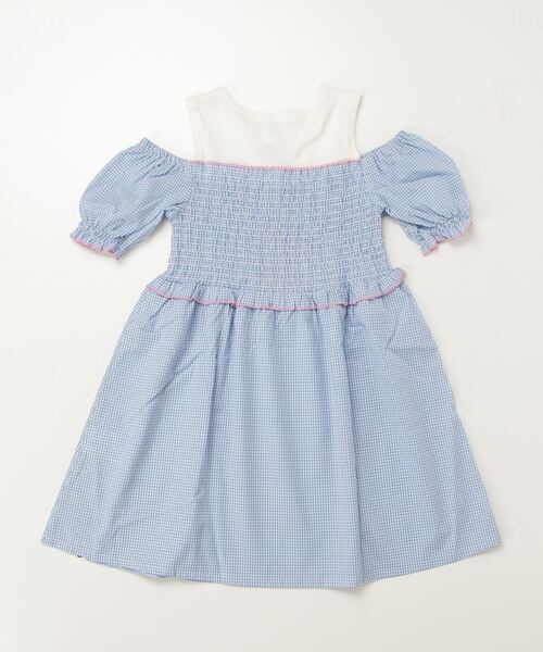 A BATHING APE ワンピース　130 140 A BATHING APE ワンピース GINGHAM CHECK SHIRRING DRESS キッズ