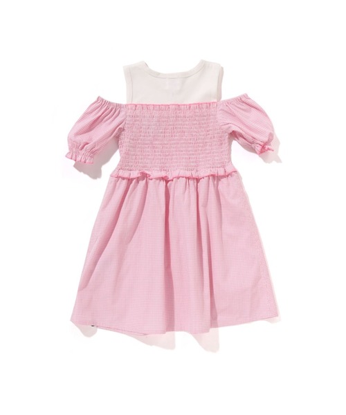 A BATHING APE ワンピース　130 140 A BATHING APE ワンピース GINGHAM CHECK SHIRRING DRESS キッズ