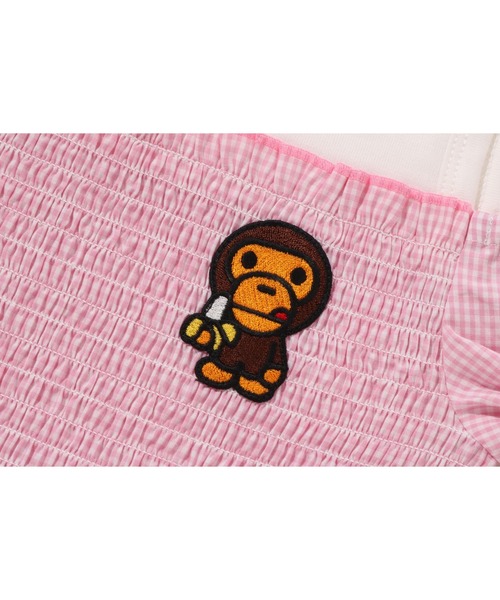 A BATHING APE ワンピース　130 140 A BATHING APE ワンピース GINGHAM CHECK SHIRRING DRESS キッズ