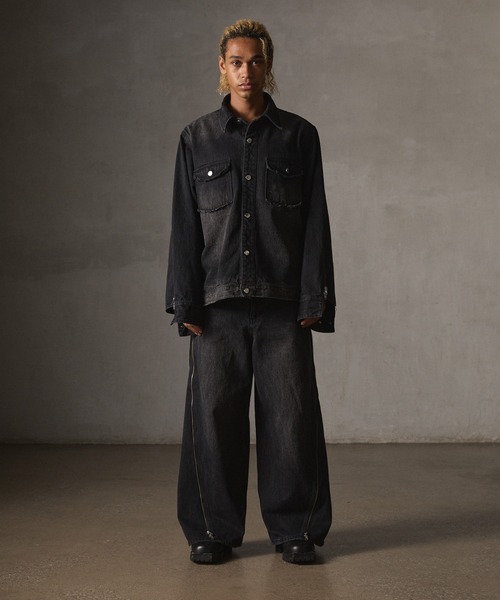 GRANCY グランシー デニムパンツ ブラック GRANCY】ZipDesign Buggy DenimPants / ジップデザイン バギー