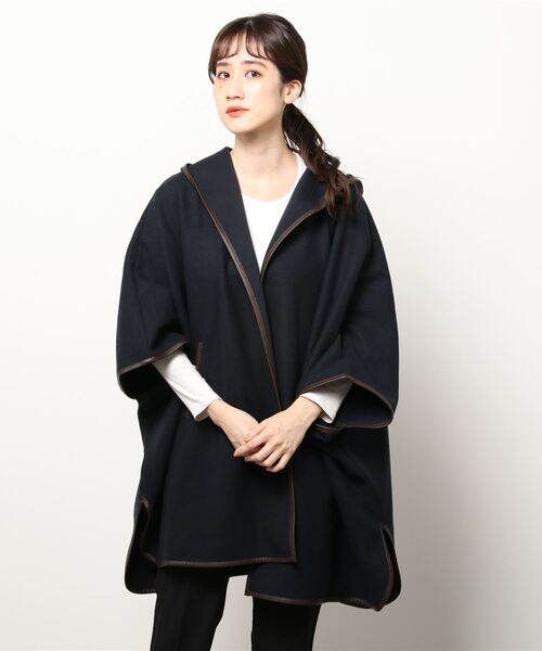 NANO universe（ナノ・ユニバース） ポンチョ 36 ネイビー レディース