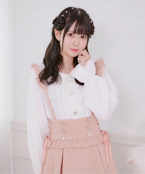 Pal elfy 姫リボンコンビネゾン ピンク 量産型 セットアップ Pal elfy ワンピース エプロンリボンコンビネゾン : ZOZOTOWN