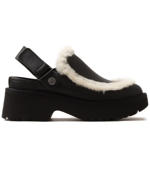 【美品】UGG レザーミュールサンダル モックソール 24 UGG M SEASIDE FLIP LEATHER LUGGAGE（アグ シーサイド フリップ