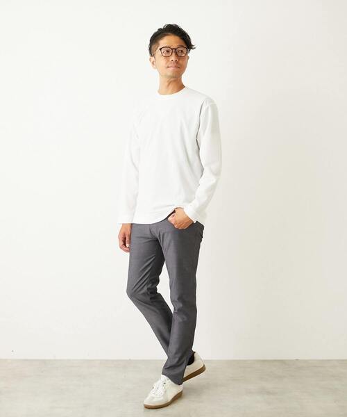 MEN'S MELROSE tシャツ ストレッチストライプクルーネックTシャツ