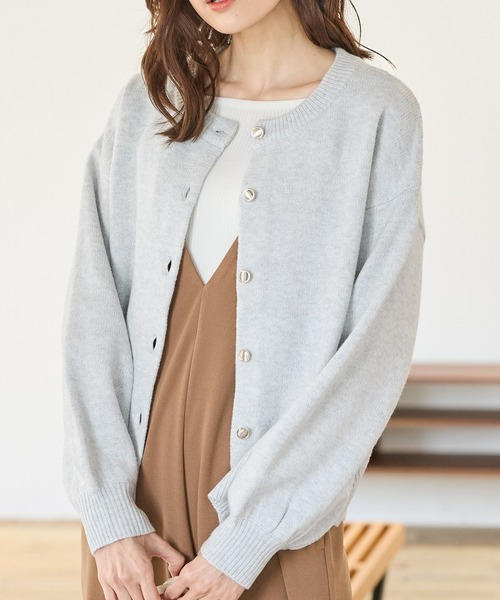 Honeys（ハニーズ） カーディガン ラメクルーカーディガン レディース