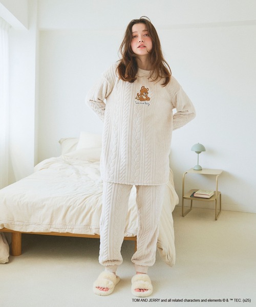 ルームウェア・パジャマ Sugar knit cable tops ivory パジャマ ルームウェア 「TOM and JERRY/トムとジェリー」トムジェリ