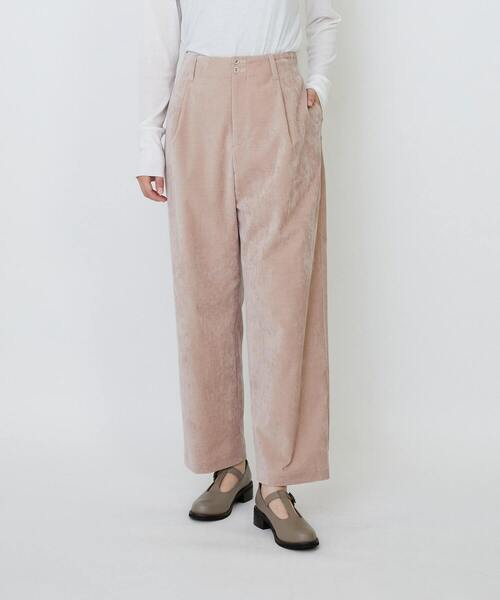 LOISIR パンツ シャンブレーベルベットクロップドパンツ レディース