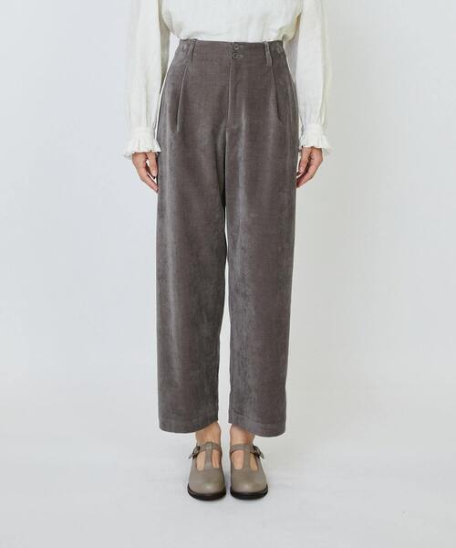 LOISIR パンツ シャンブレーベルベットクロップドパンツ レディース