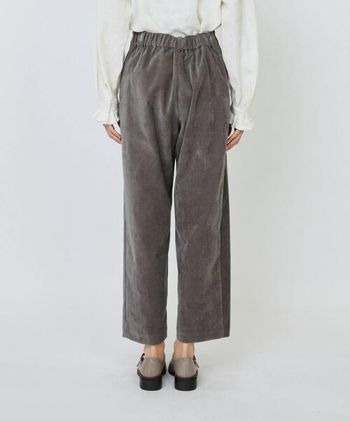 LOISIR パンツ シャンブレーベルベットクロップドパンツ レディース