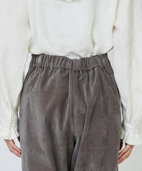 LOISIR パンツ シャンブレーベルベットクロップドパンツ レディース