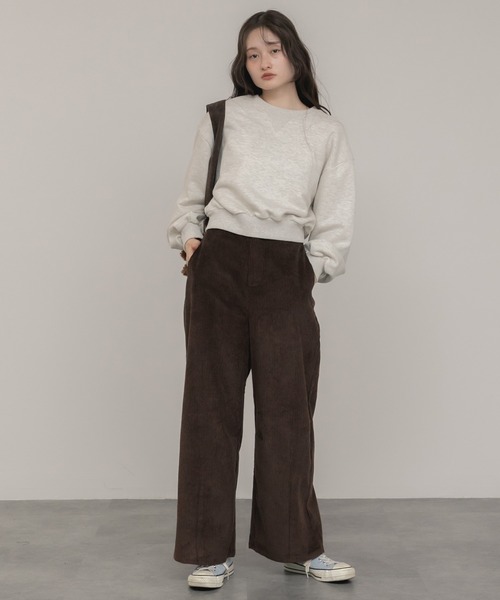 HEILIS（ヘイリス） ワイドパンツ パンツ コーデュロイカーブパンツ