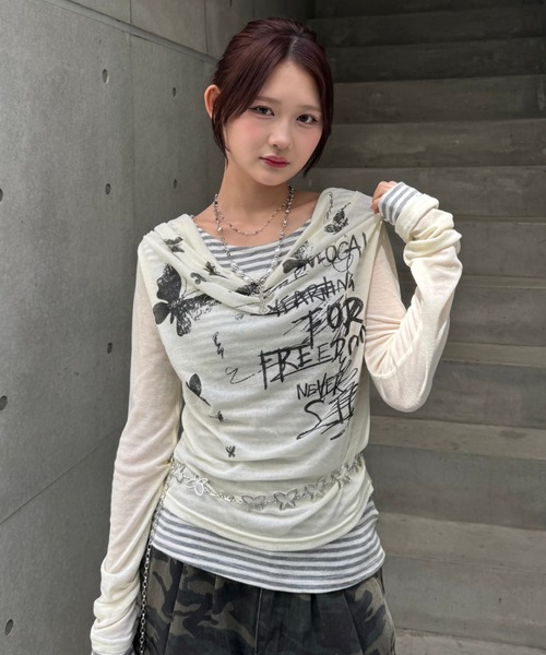 ZIPPER CLUB 長袖カットソー SMALL ホワイト レディース : ZOZOTOWN