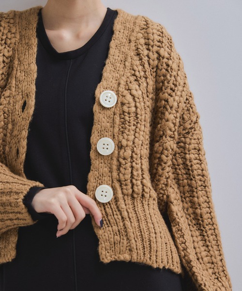 Shoegal.Kさまアダムエロペ　カラー付きカーディガン　ブラウン　新品 ADAM ET ROPE'（アダムエロペ） カーディガン 「WEB限定」ローゲージ