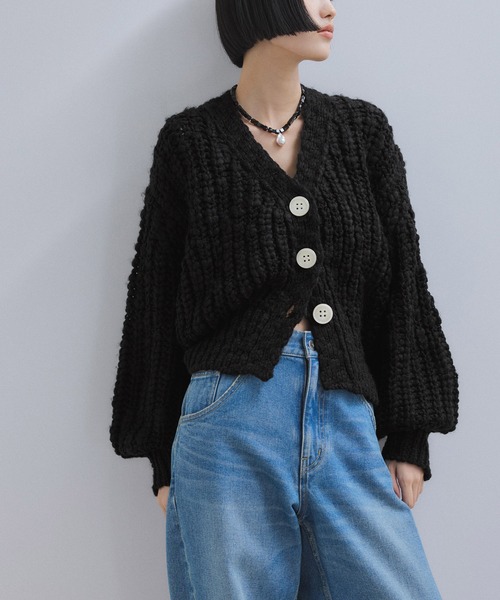 ADAM ET ROPE' カーディガン 「WEB限定」ローゲージクロップド