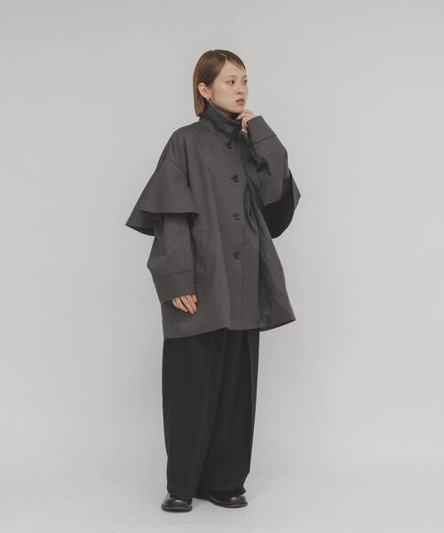 KBF コート アウター フリルディティールフレアジャケット レディース