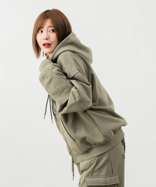 服/ファッション パーカー メンズ レディース パーカー 袖タック入りダブルZIPパーカー レディース メンズ