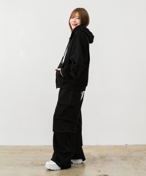 パーカー 袖タック入りダブルZIPパーカー レディース メンズ