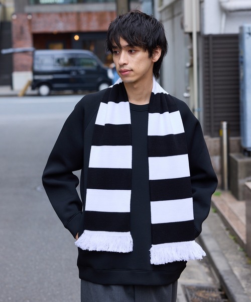 ROOP TOKYO マフラー フリンジ付き ボーダー フットボールマフラー 冬