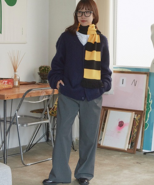 ROOP TOKYO マフラー フリンジ付き ボーダー フットボールマフラー