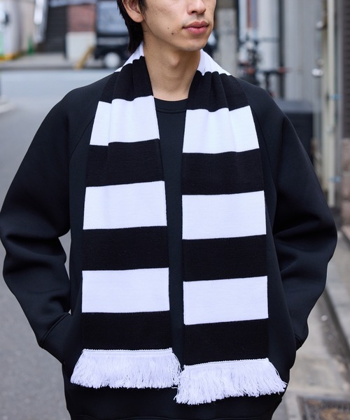 ROOP TOKYO マフラー フリンジ付き ボーダー フットボールマフラー