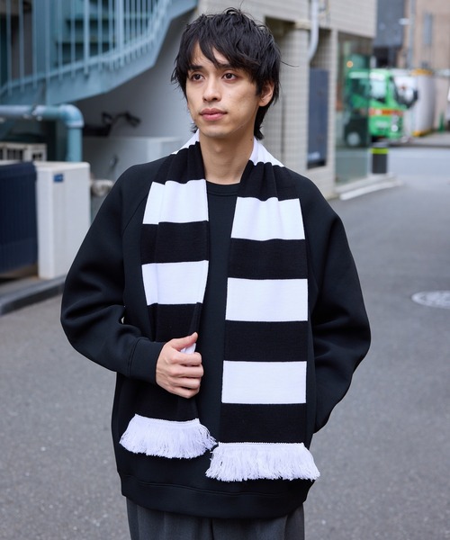 ROOP TOKYO マフラー フリンジ付き ボーダー フットボールマフラー