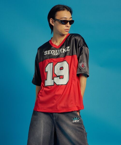 「SEQUENZ」 半袖Tシャツ LARGE レッド メンズ_画像9