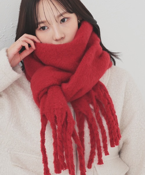 Honeys（ハニーズ） マフラー ストール 太フリンジマフラー・無地