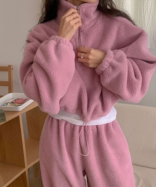 Aelina セットアップ ボアスタンドカラージップストップス＆スラックス